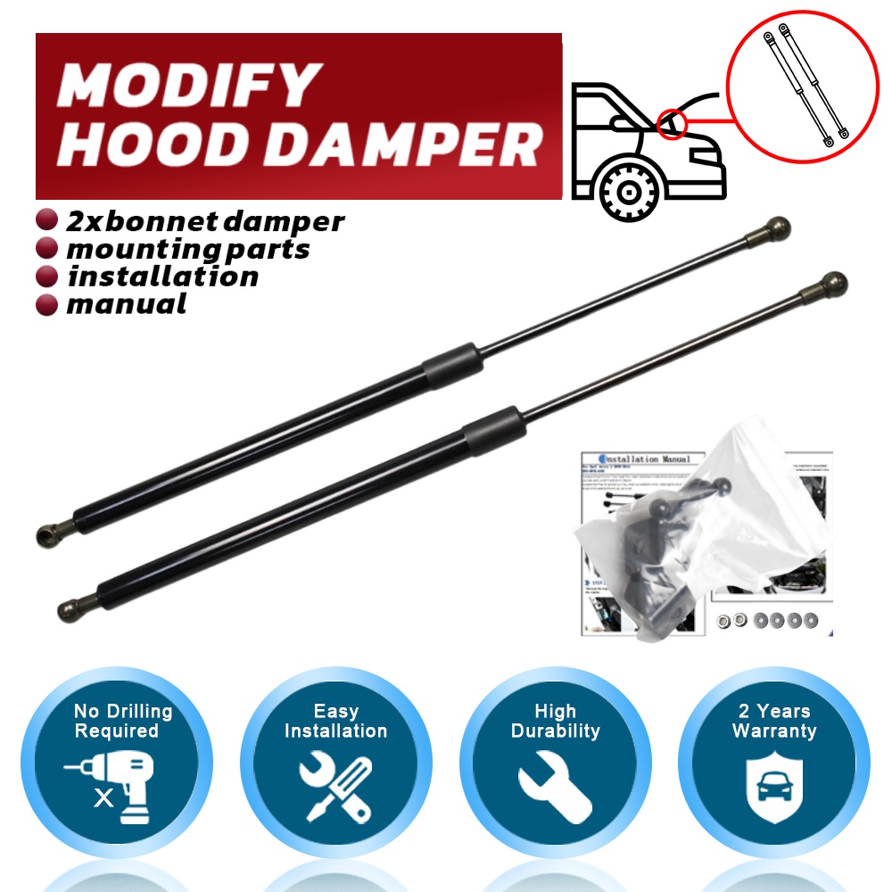 For Hyundai I N Front Bonnet Hood Modify Gas Struts Carbon