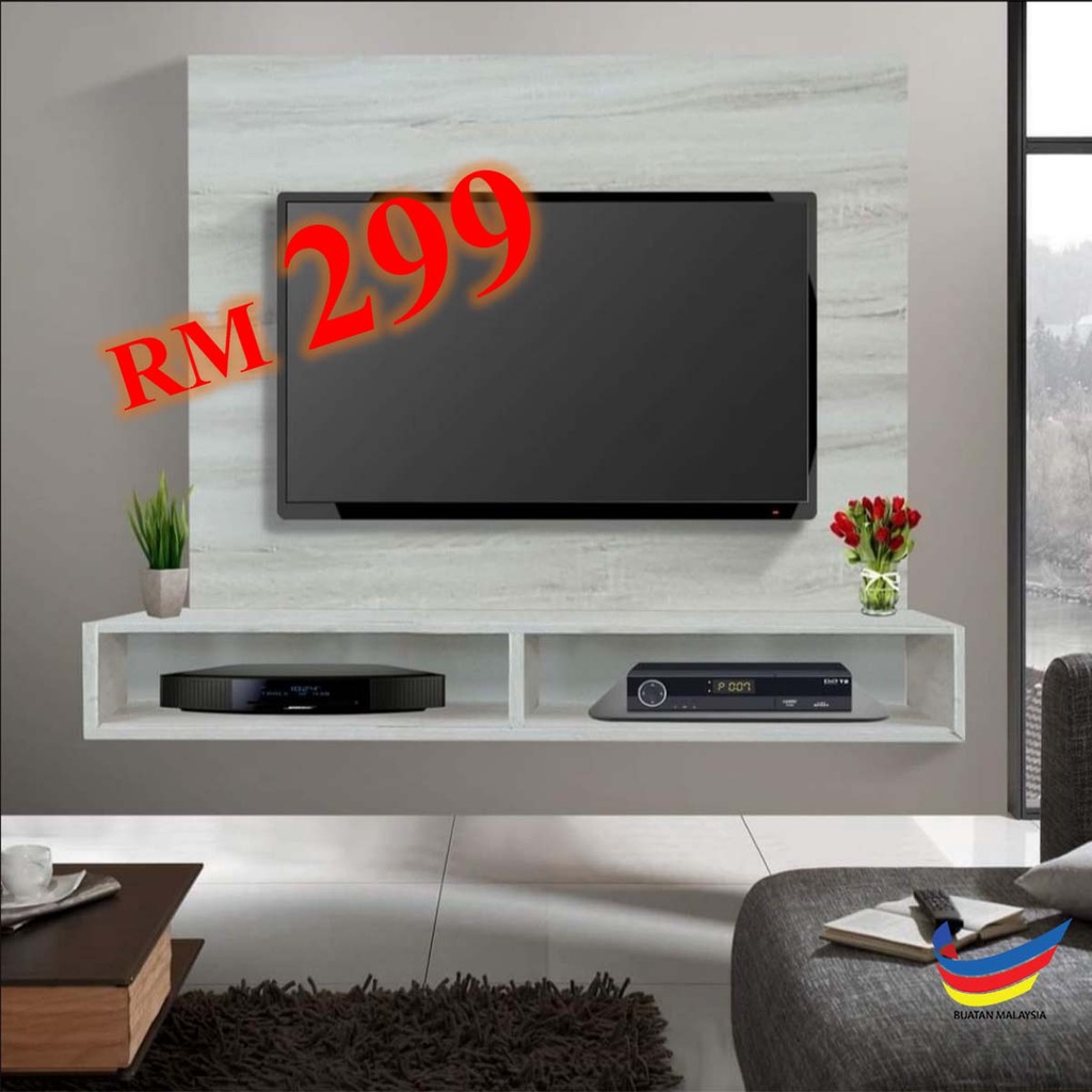 [N Design] Kabinet Tv Cabinet Gantng / Modern Wall Mounted Tv Cabinet ...