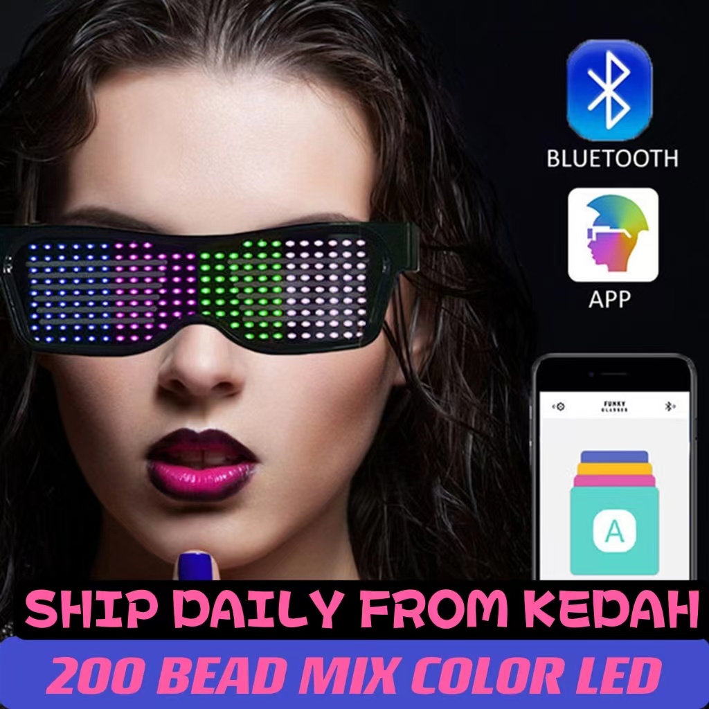 [KEDAH] LED Glasses Bluetooth Customize LED Glasses Spec Mata Lamp