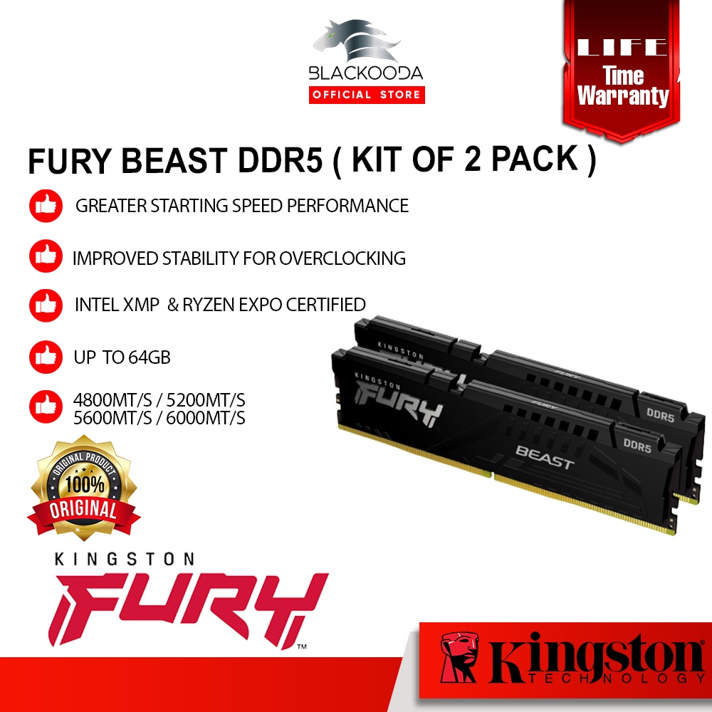 DDR5 Memory with speeds up to 6000MT/s – Kingston FURY Beast DDR5 