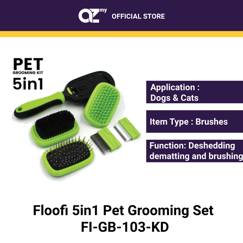 Floofi 5in1 Pet Grooming Set (Reduce Shedding, Easy Clean, Versatile