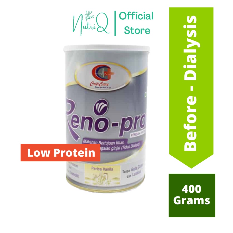 Reno-Pro Susu Milk Powder Renopro Vanilla 400g Low or High Protein and Criticare Renal Care Suppleme