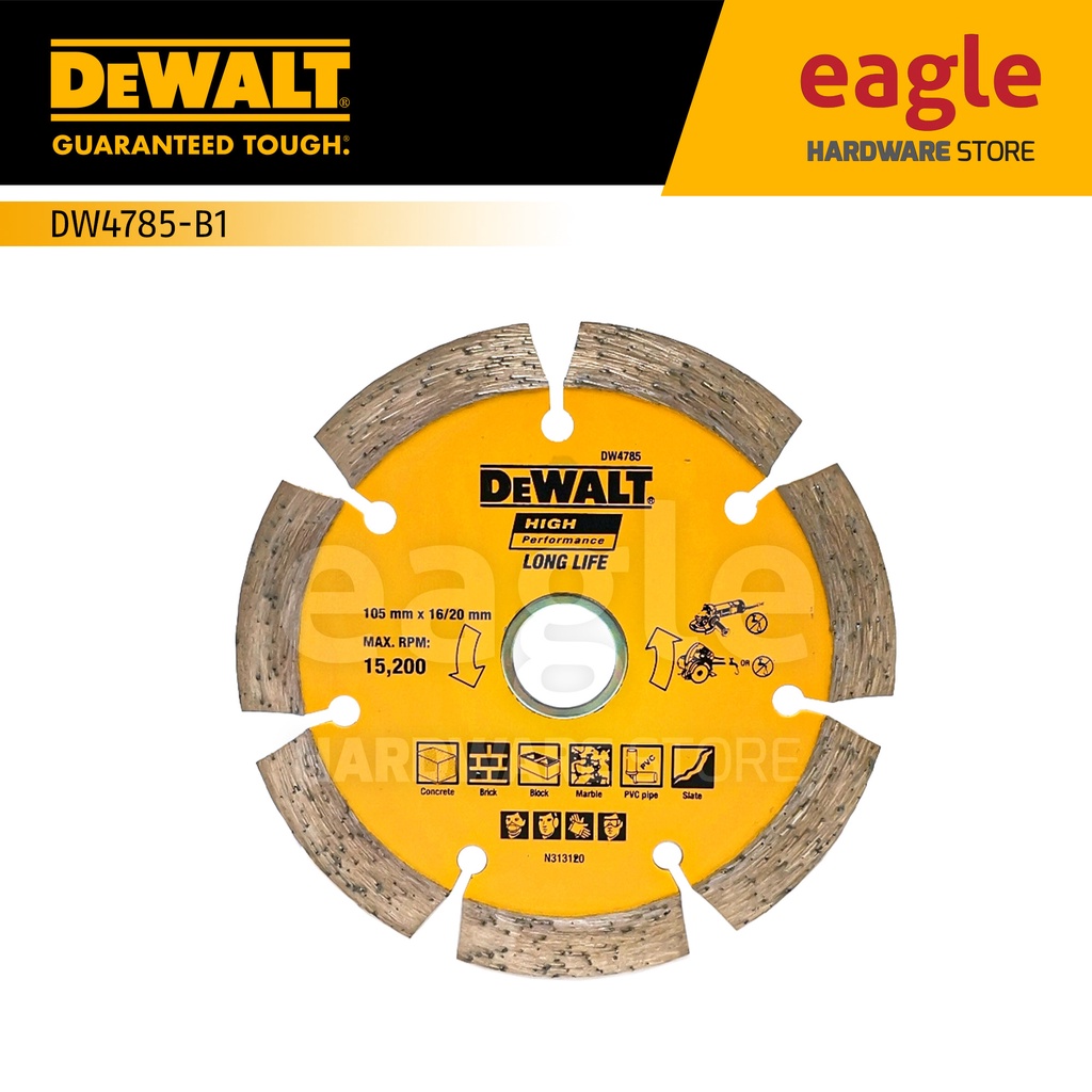 Dewalt DW4785-B1 105 x 16/20mm Diamond Wheel, Segmented Rim ( DW4785 ...