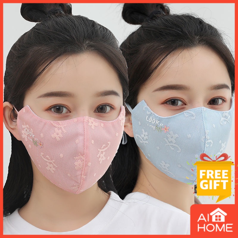 lace sunscreen thin】Thin and breathable in summer mask Antibacterial are  adjustable, washable and reusable adult men and women Dust-proof sun  protection cotton face masks ZUUE