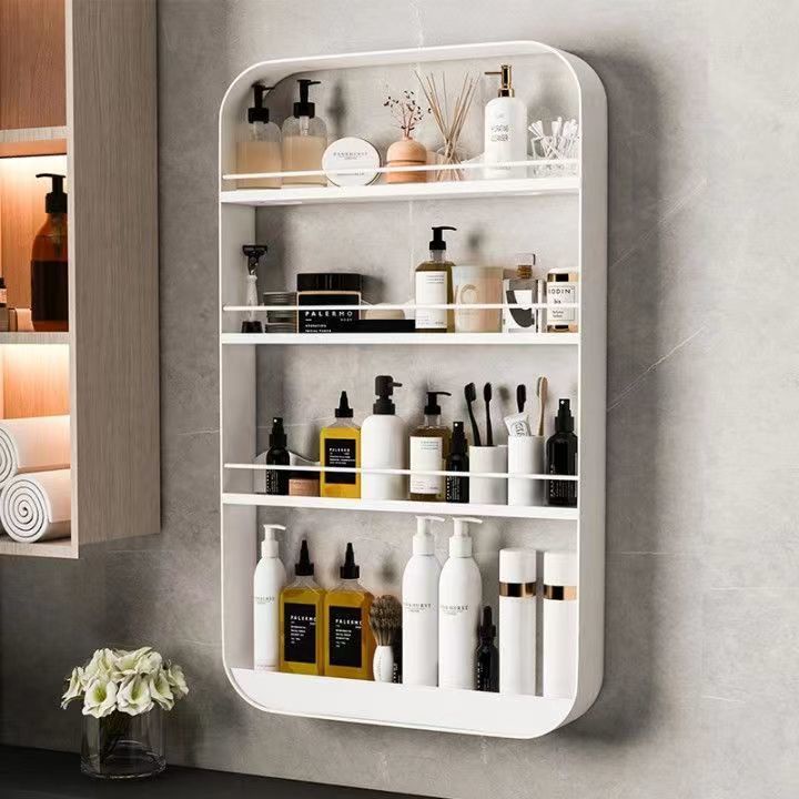 Punch-Free Vanity Storage Rack Bathroom Storage Rack Wall-Mounted Multi ...