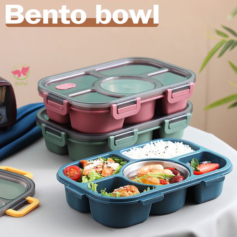 🏆Microwave 304 Divided Soup Bowl +Plate Lunch Box With 5 Compartments