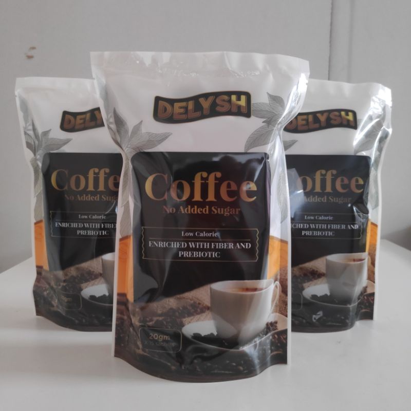 Delysh Kopi Sihat [3 Pek], Sedap Walau Tanpa Gula, Rendah Kalori