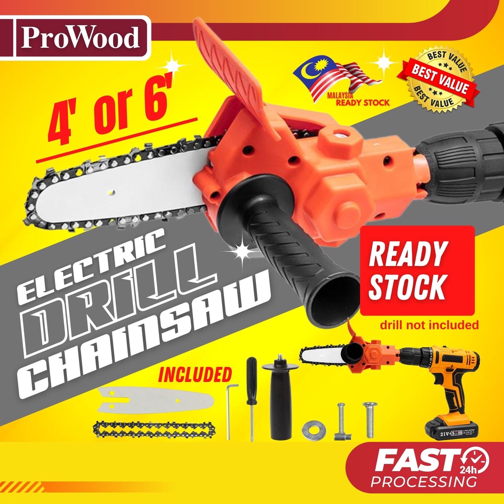 4 / 6 Inch Electric Drill Chainsaw Attachment Accessory Power Tool Wood