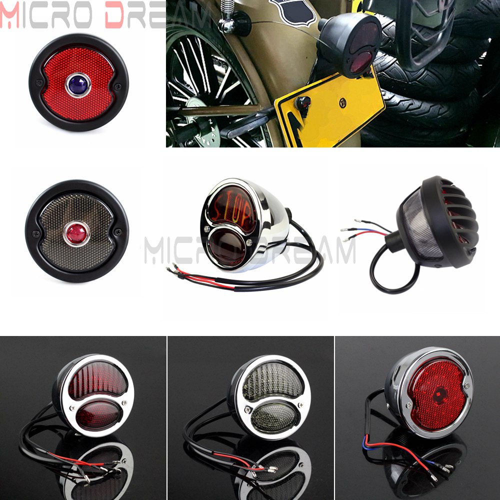 Round Cafe Racer Cruisers Retro LED Tail Brake Light Custom Rear Lamp ...