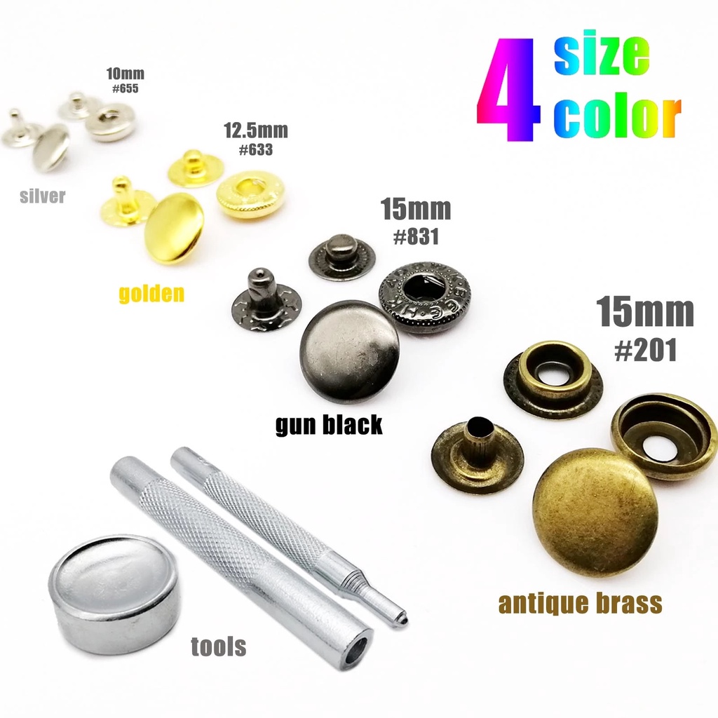 5 sets 655 633 831 Metal seamless snap fastener snap rivet