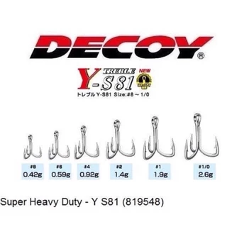 DECOY Y-S81 Super Heavy Duty Treble Fishing Hooks / SW Saltwater