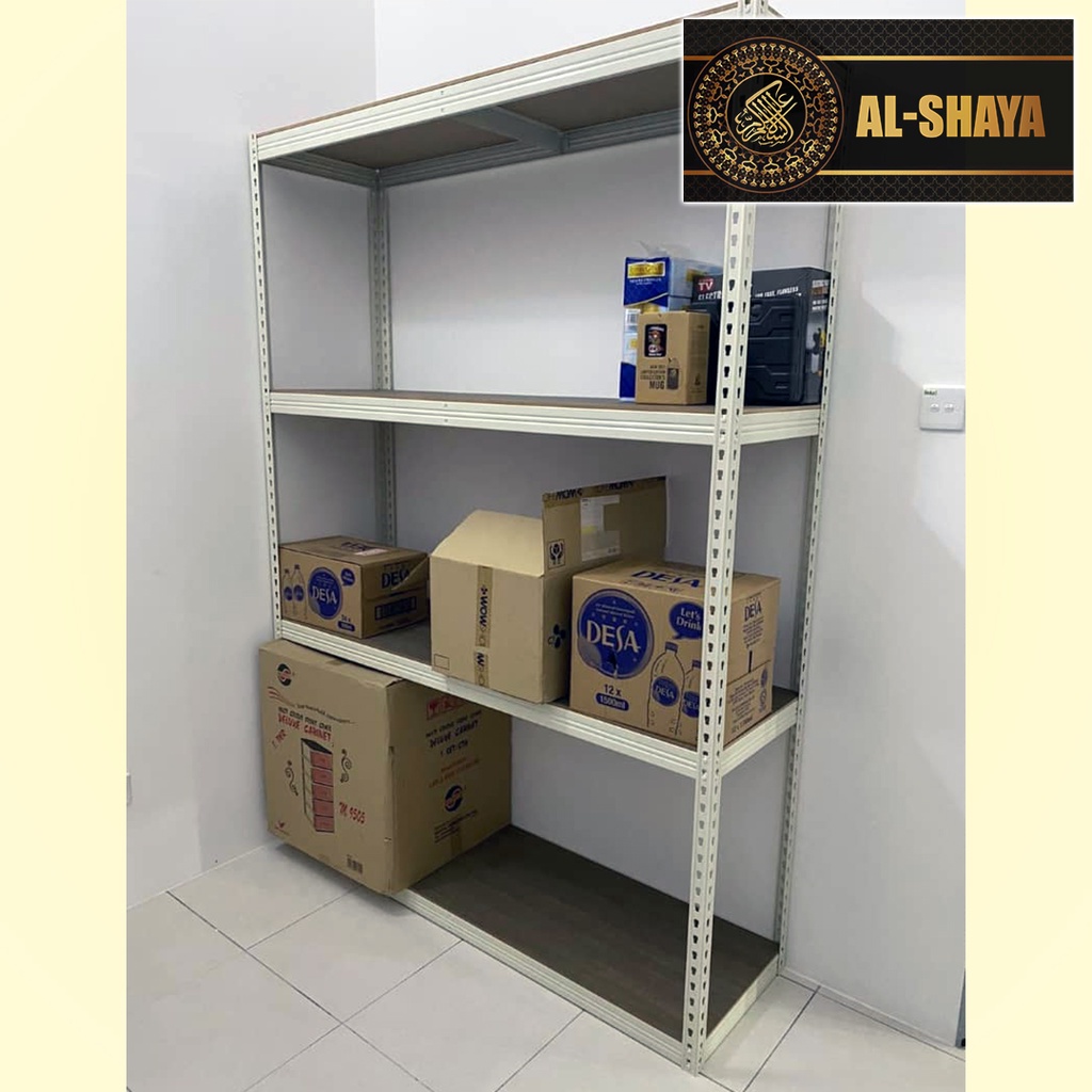 🌵HEAVY DUTY RAK🌵Beige Color Metal Rack with 3 & 4 Levels. (FIBERBOARD ...