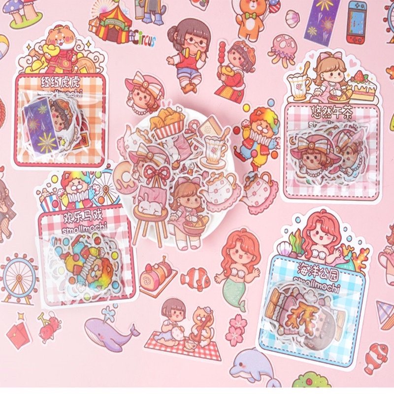 [Ready stock]Duga litter mochi PVC waterproof sticker 小麻薯手账贴纸包套装水杯粘手账 ...