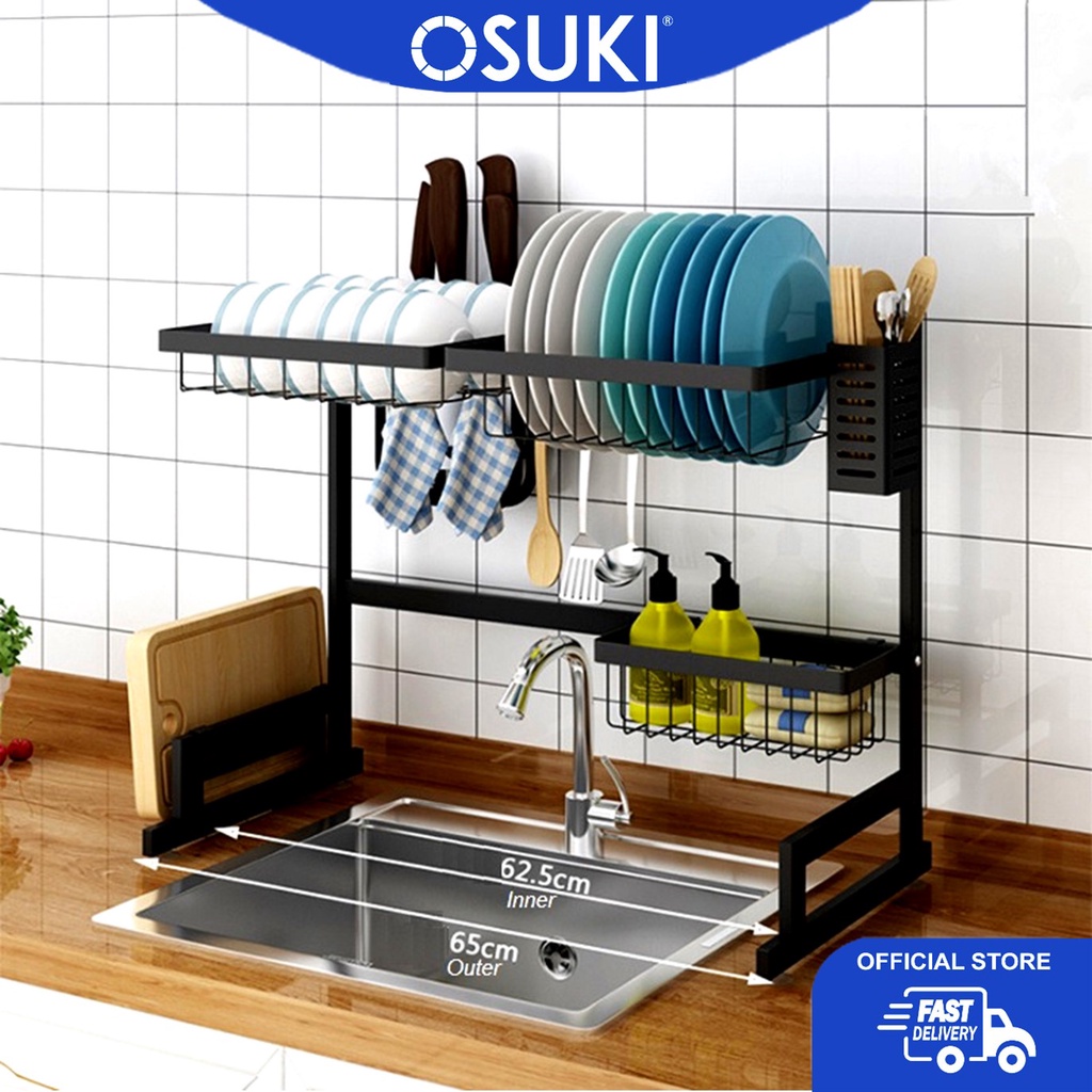 OSUKI Stainless Steel Kitchen Dish Rack Sink Top Set 7 In 1 | Rak ...