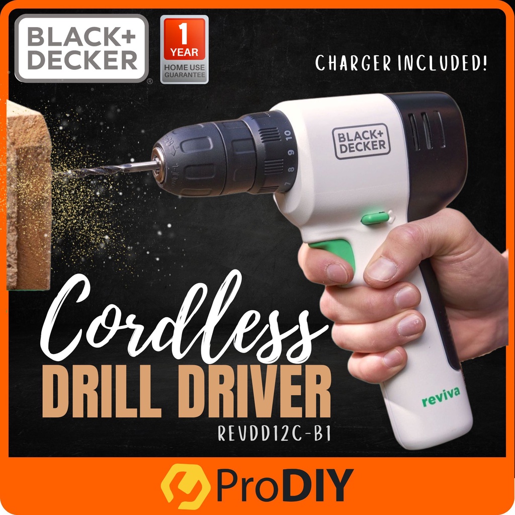 BLACK + DECKER BDCDD12K Cordless Drill Driver + FOC Flexible Shaft Set +  13pcs Drill Bit