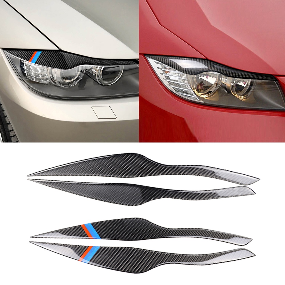 Carbon Fiber Headlights Eyebrows Eyelids For Bmw E90 320i 325i 330i 