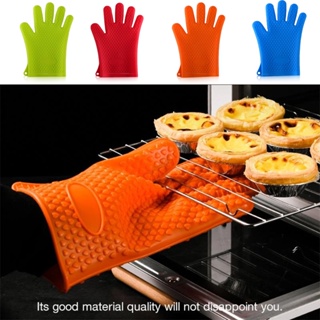 4pcs Thickened Mini Oven Gloves Silicone Oven Mitts Finger Pot Holder - Green