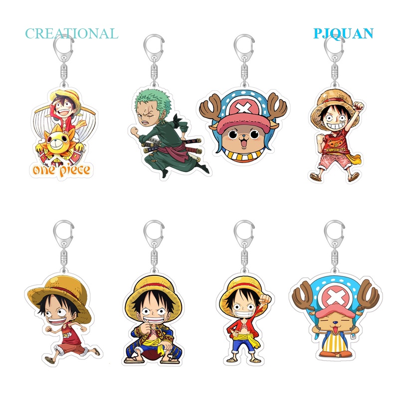 PJQUAN One Piece Anime Rubber Keychain Accessories Kawaii Cartoons