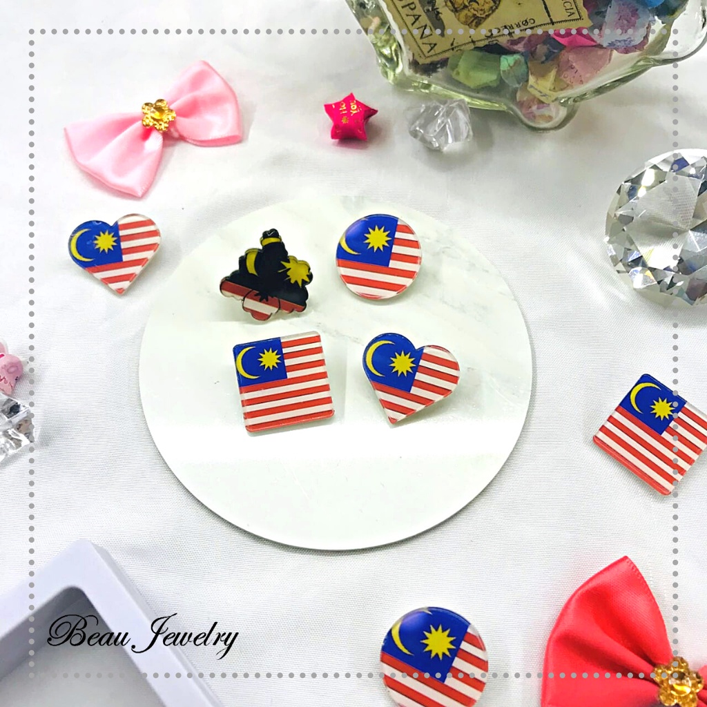 Baby Brooch Pin Tudung Bendera Malaysia Brooch Bunga Merdeka Kerongsang