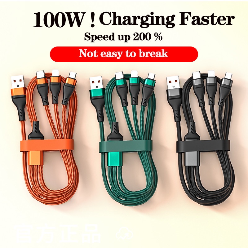 Ready Stock 6A Fast Charger Cable 3in1 Charger Cable Micro Usb / TypeC