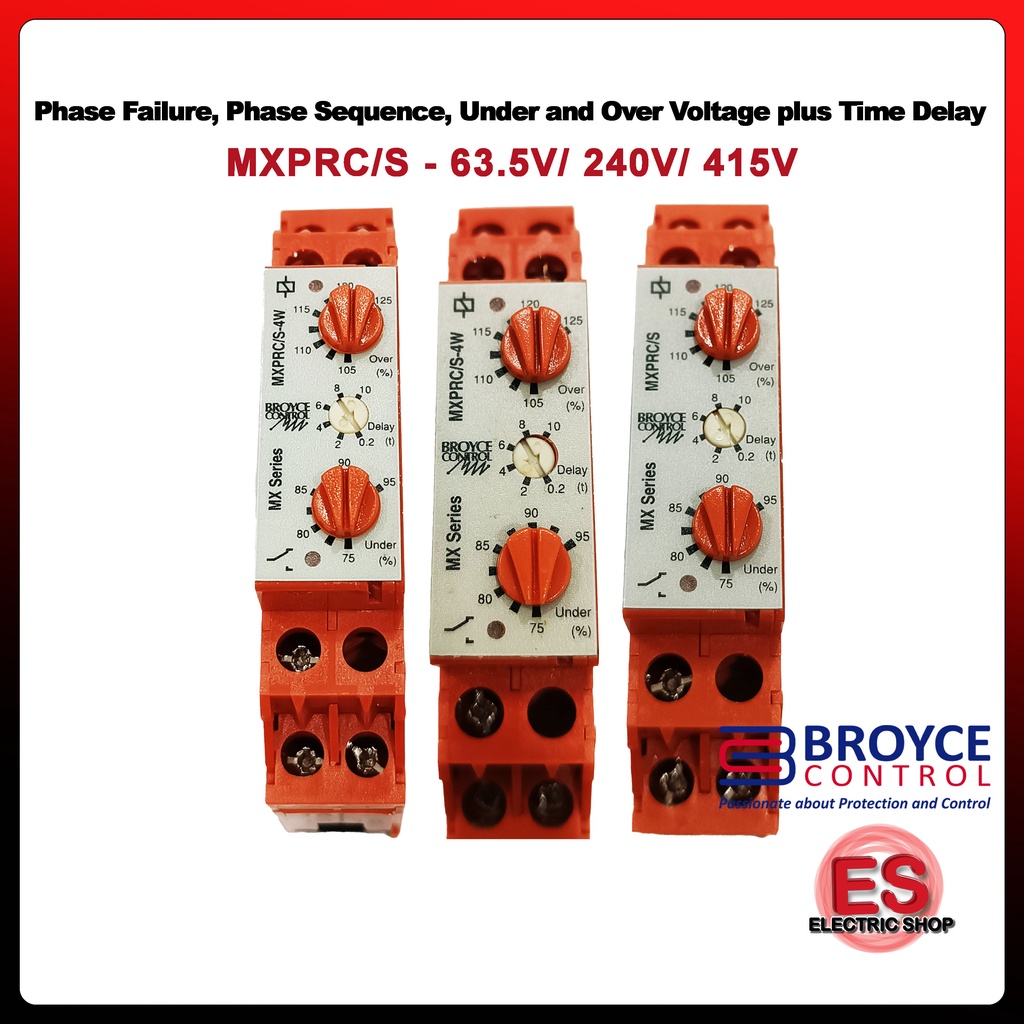 Broyce Control MXPRC/S Phase Failure, Phase Sequence & Under Voltage Plus Time Delay Relay (415V