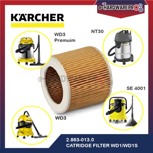 Genuine Karcher Vacuum Cleaner Cartridge Filter - Fits NT301, K2001, K2201, K3011 Models, OEM 64143540