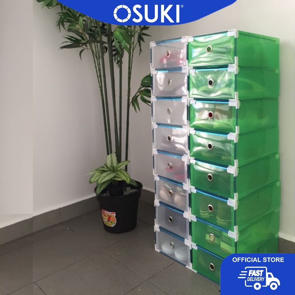 OSUKI Storage Shoe Box Rack (8 Green + 8 White) | Shopee Malaysia