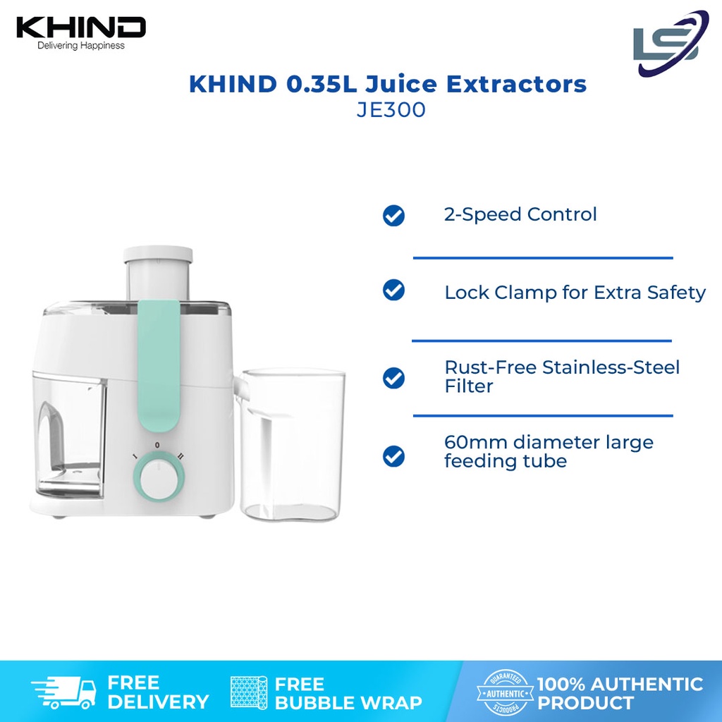 KHIND 350ML Juice Extractors JE300 Rust Free Stainless Steel Filter