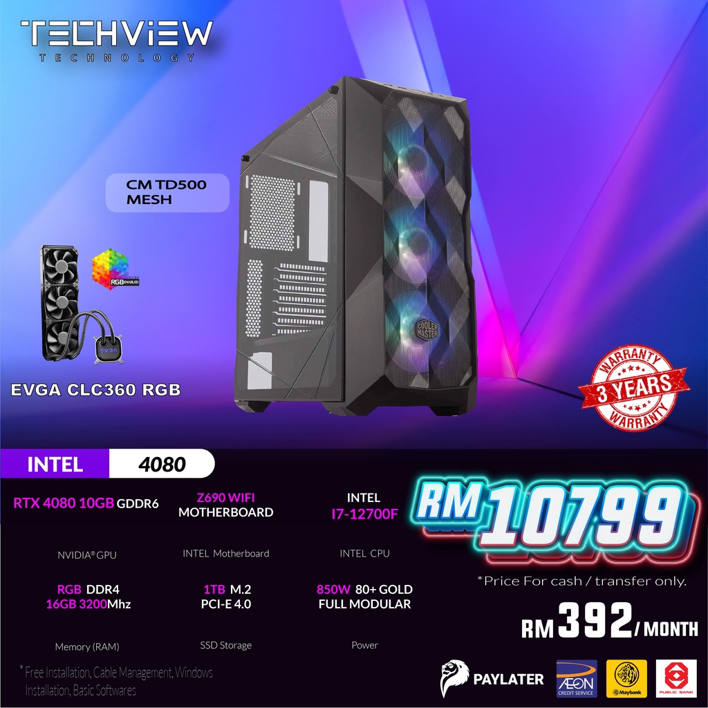 TECHVIEW GAMING PC INTEL CORE I7-13700K RTX 3080 PROMOTION PACKAGE