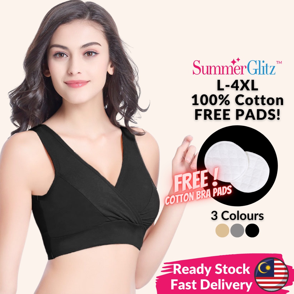 SummerGlitz Maternity & Nursing 100 Cotton Sleeping Bra (FREE Bra Pads