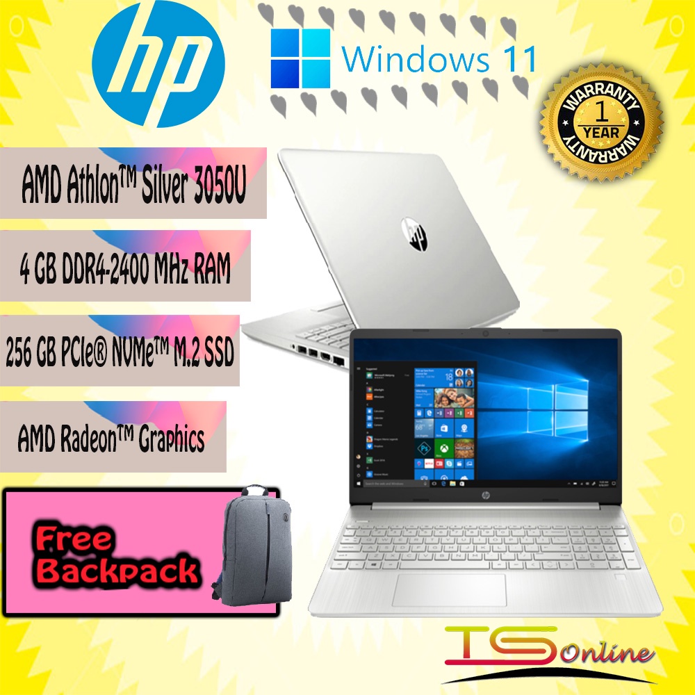 Hp 15s Eq1558au Silver Amd Anthlon 3050u Apu4gb Ram256gb Ssdwin 11 Shopee Malaysia 2447