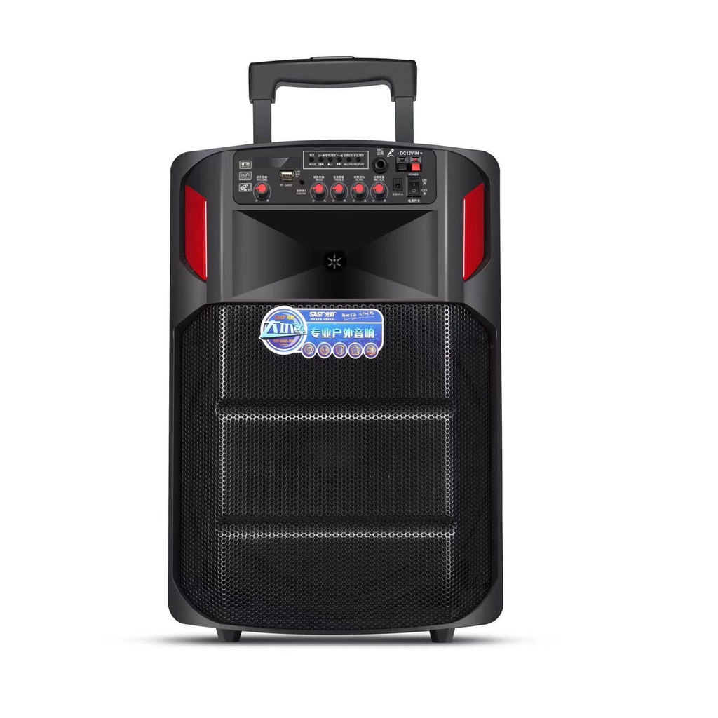 Ready Stock #15 inch Portable Wireless 5.0 Bluetooth Trolley Speaker Amplifier Karaoke Audio Speakers Outdoor Bass