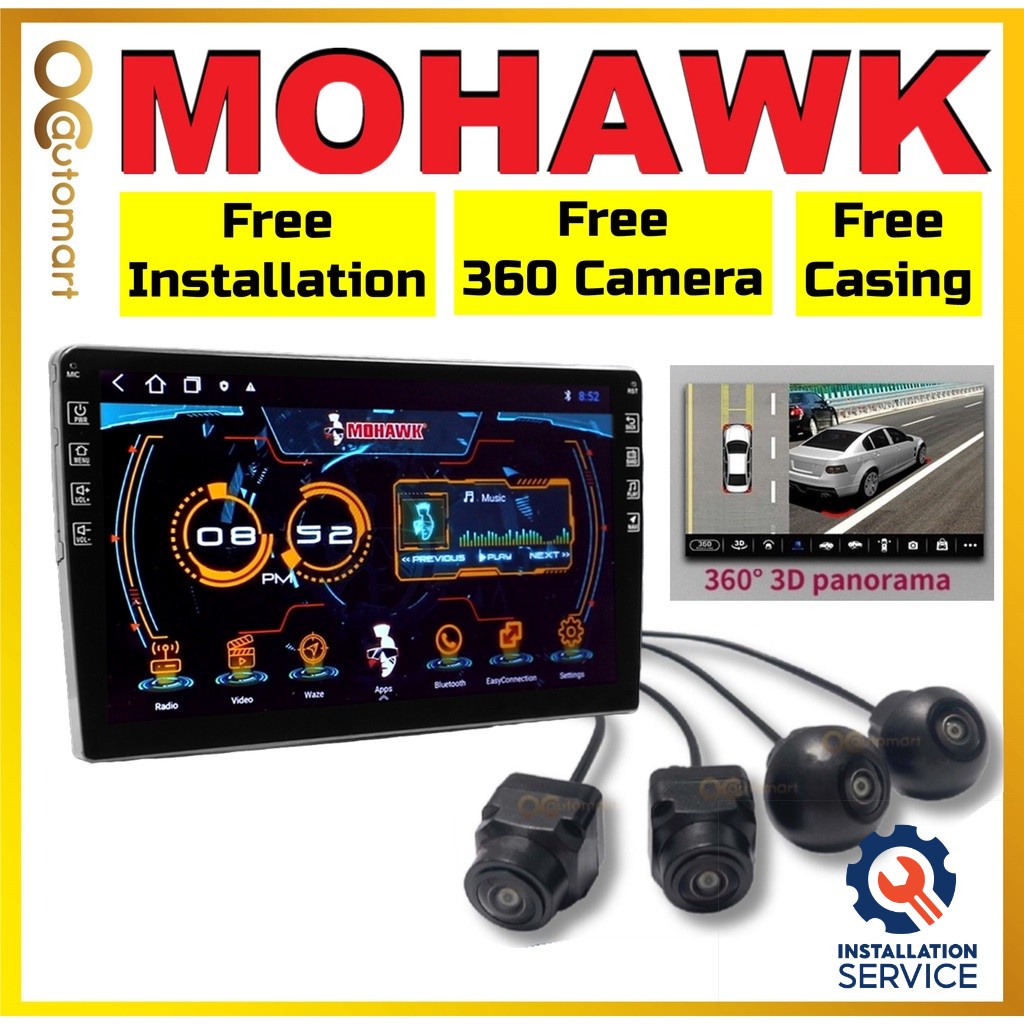 [Installation Provided] Free 360 Camera Mohawk Ms Series Car Android player With 3D 360 Reverse