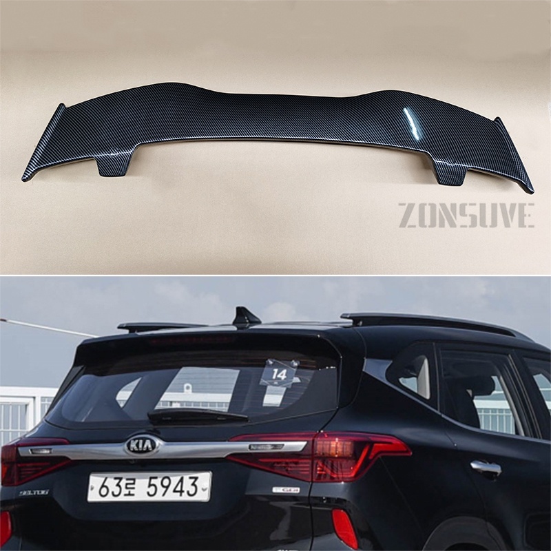 Use For KIA Seltos 2020 Spoiler ABS Plastic Carbon Fiber Look Hatchback