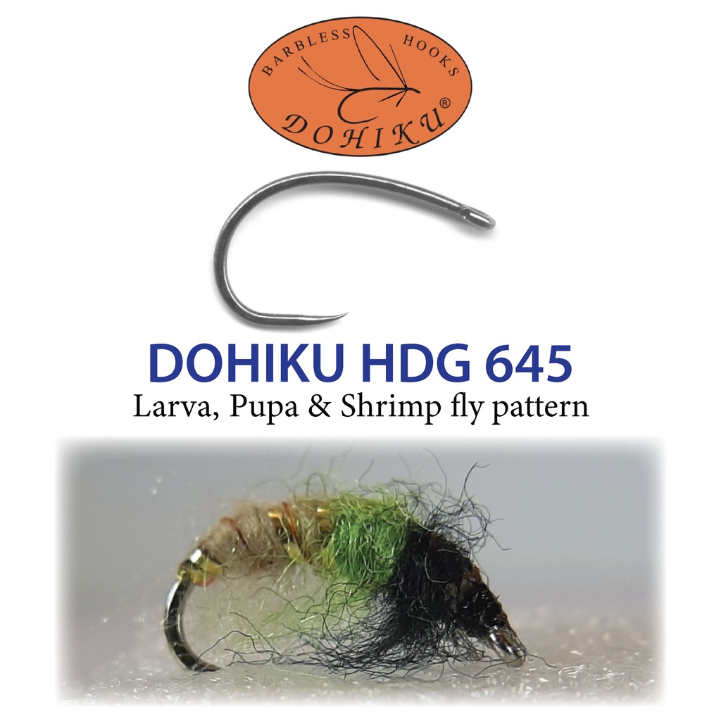Fly Fishing Hooks DOHIKU Barbless Hooks HDG 645 – Larva, pupa, shrimp