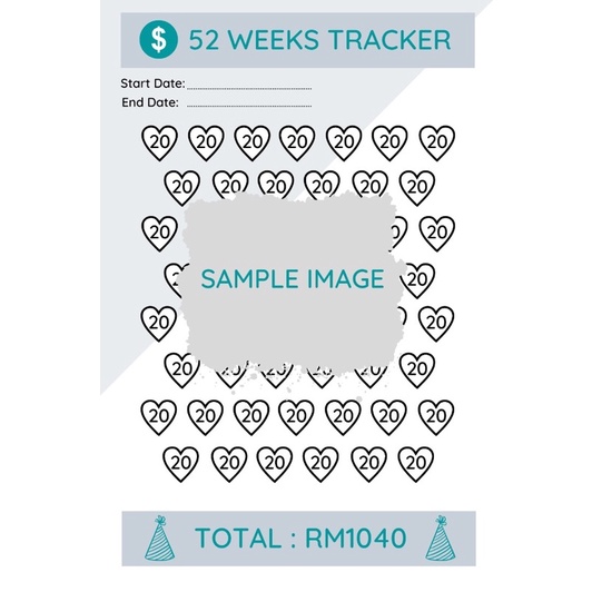 Digital 52 weeks saving challenges tracker | Shopee Malaysia