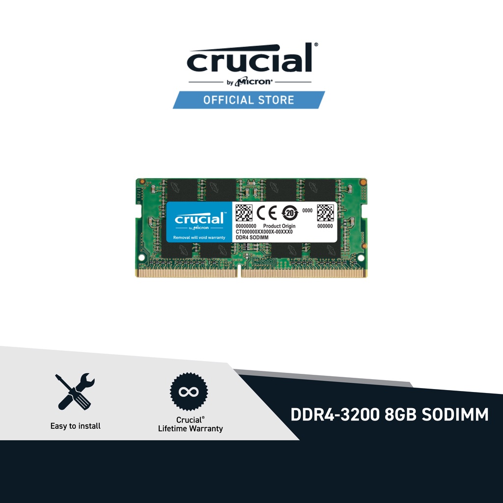 Crucial DDR4-3200 SODIMM Memory for Laptop (8GB/16GB/32GB) | Shopee ...