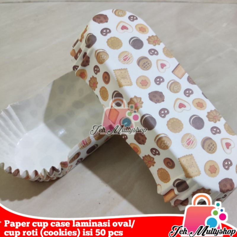Oval laminated paper cup case/bread cup (cookies) contains 50 pcs ...