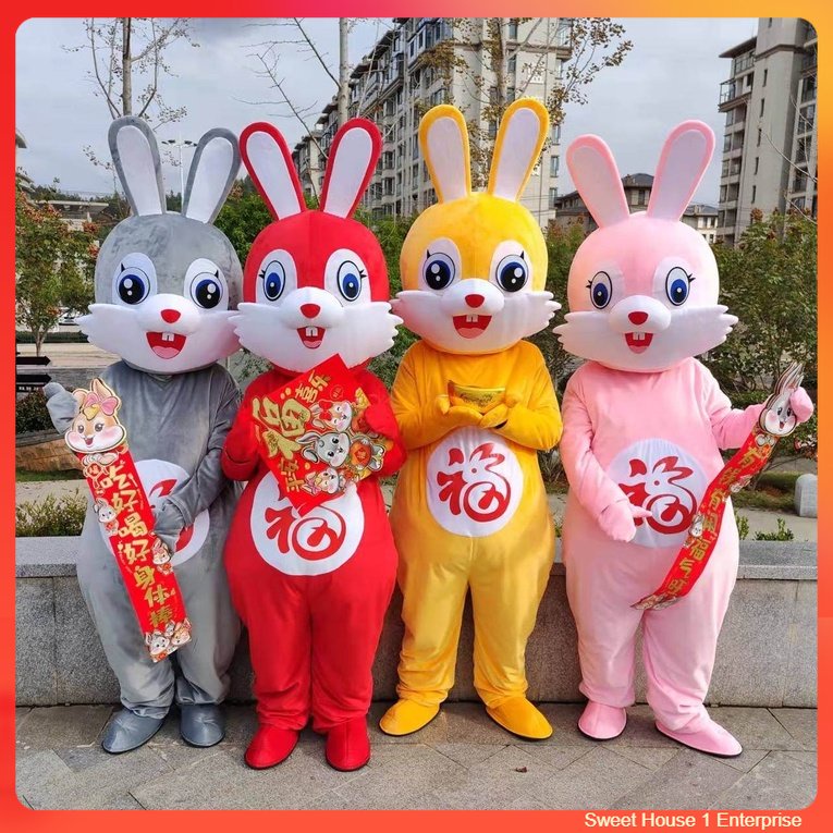 2023 Chinese New Year Rabbit Mascot Costume Maskot Kostum 兔年人偶服新年人偶服