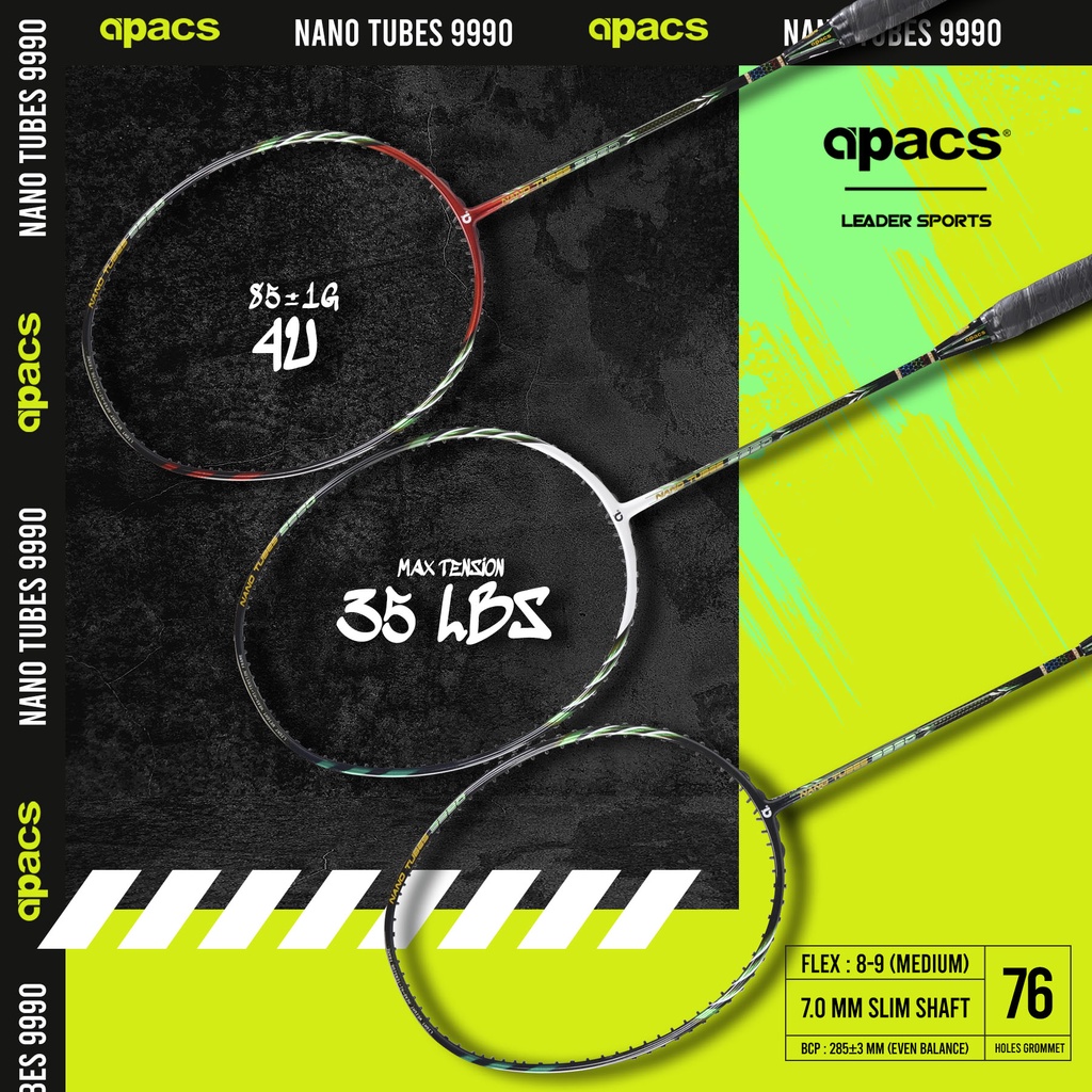(FREE STRING & GRIP) APACS BADMINTON RACKET NANO TUBES 9990 | Shopee ...