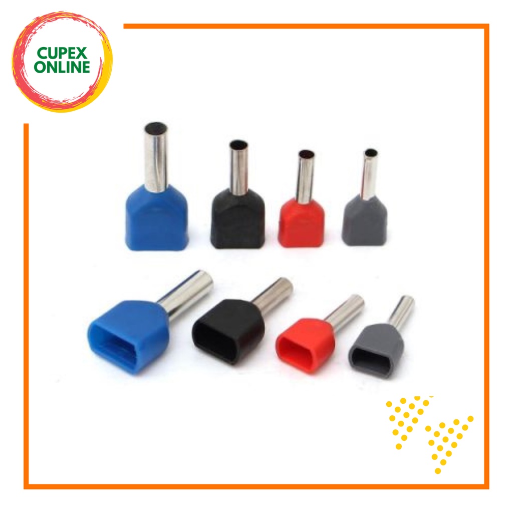 [100 PCS] KST Nylon-Insulated Twin Cord End Terminal 2x1mm² 8mm/10mm ...