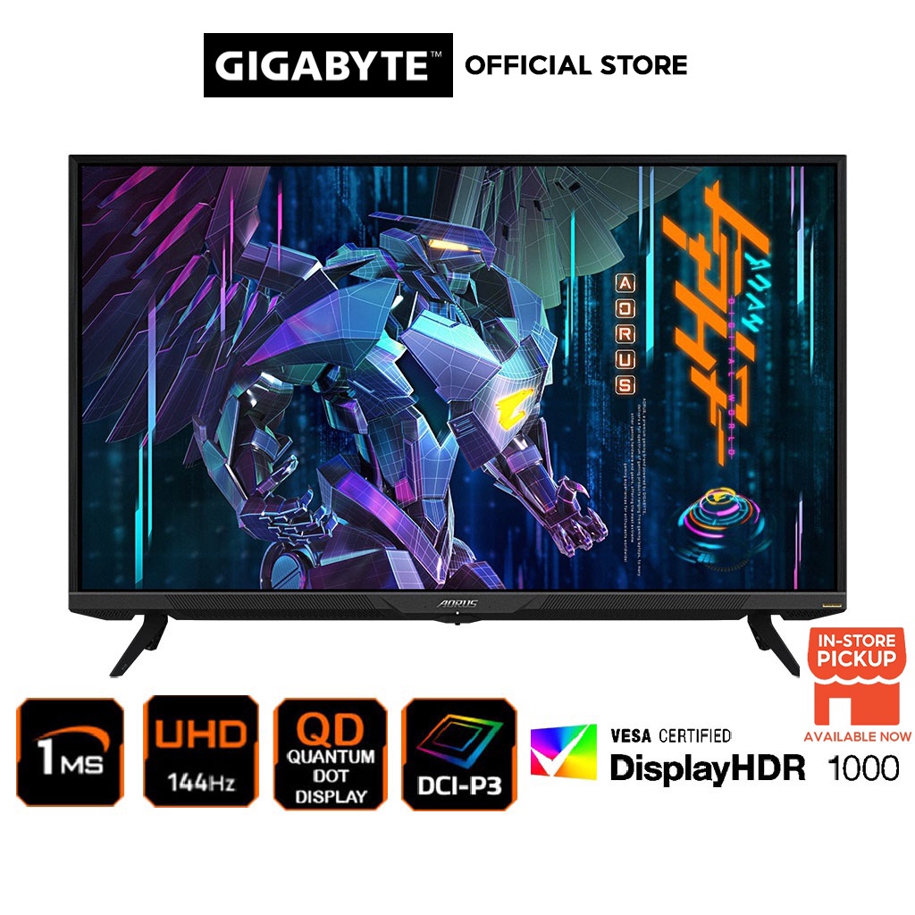 Gigabyte Aorus FV43U Tactical Gaming Monitor (43” UHD 144HZ 1MS HDR ...