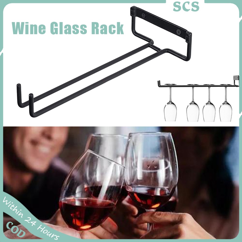 Wine Glass Rack Black Wall Mountable Stemware Wine Glass Rack for