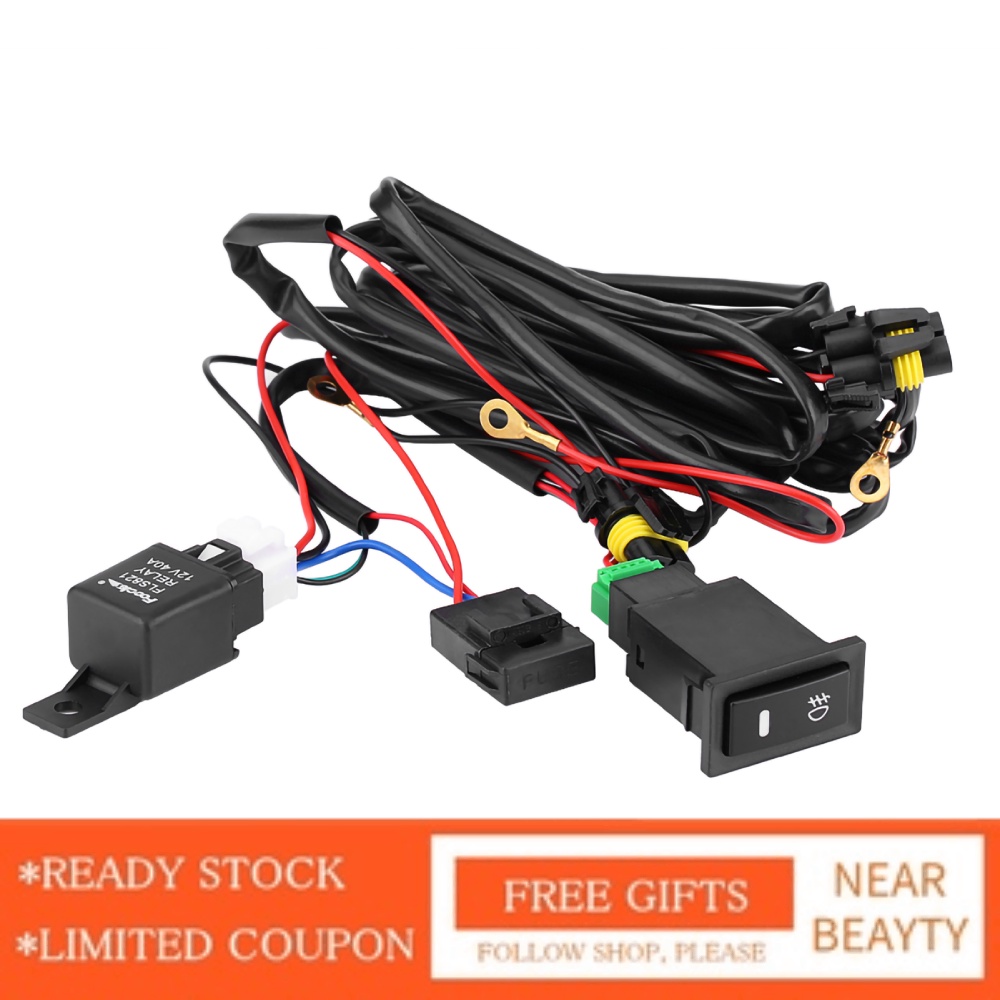 Nearbeauty 1Set 12V Universal Car LED Fog Light On/Off Switch Wiring