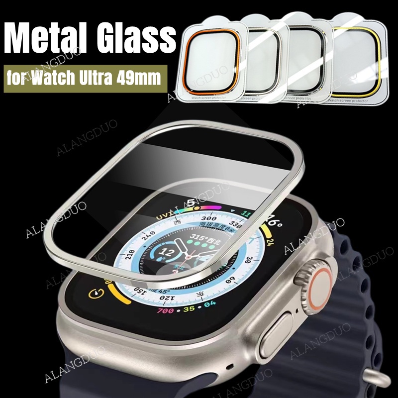 Metal Frame+Glass for Apple Watch Ultra 2 49mm Privacy Full Cover ...