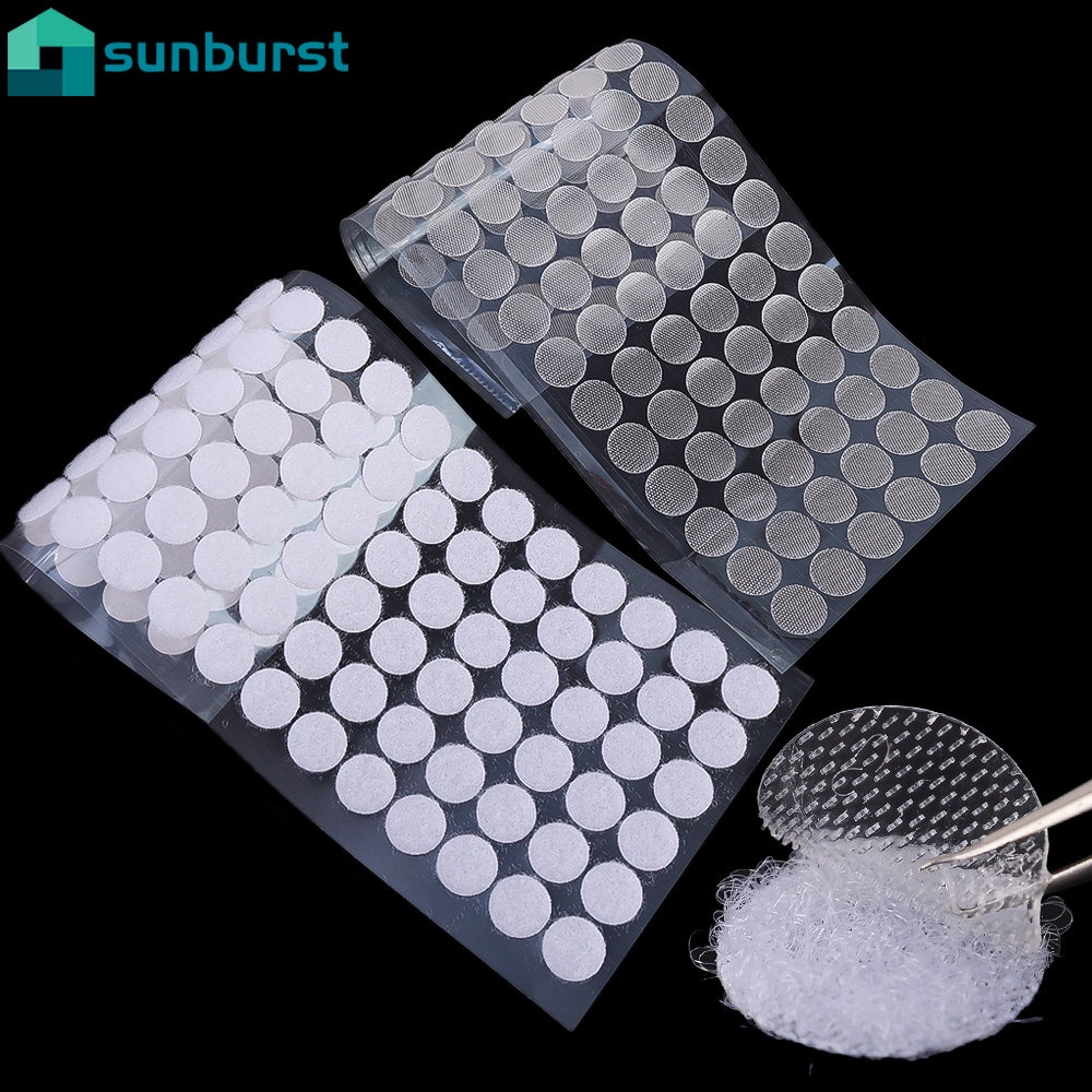 108 Pairs Round Transparent Strong Glue Hook and Loop Tape White Disc ...