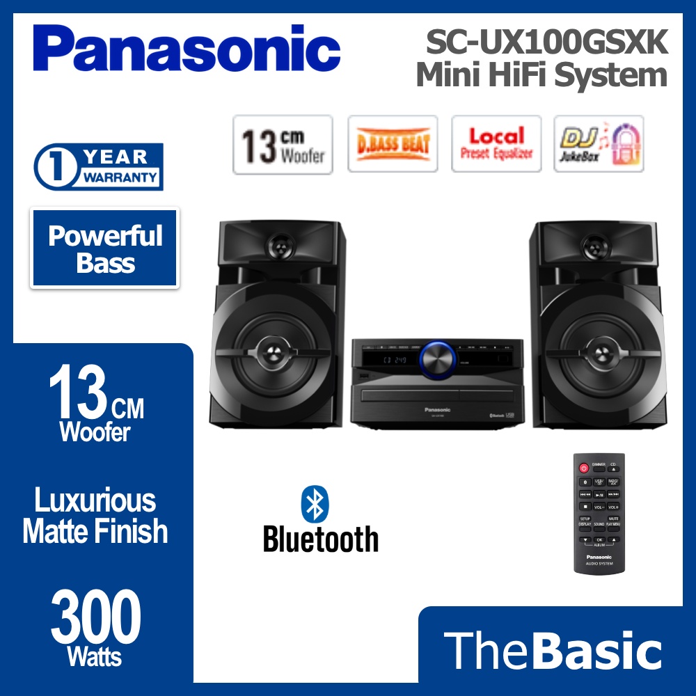 PANASONIC 300w Mini HIFI System Bluetooth ( SC-UX100 / SC-UX100GSXK ...
