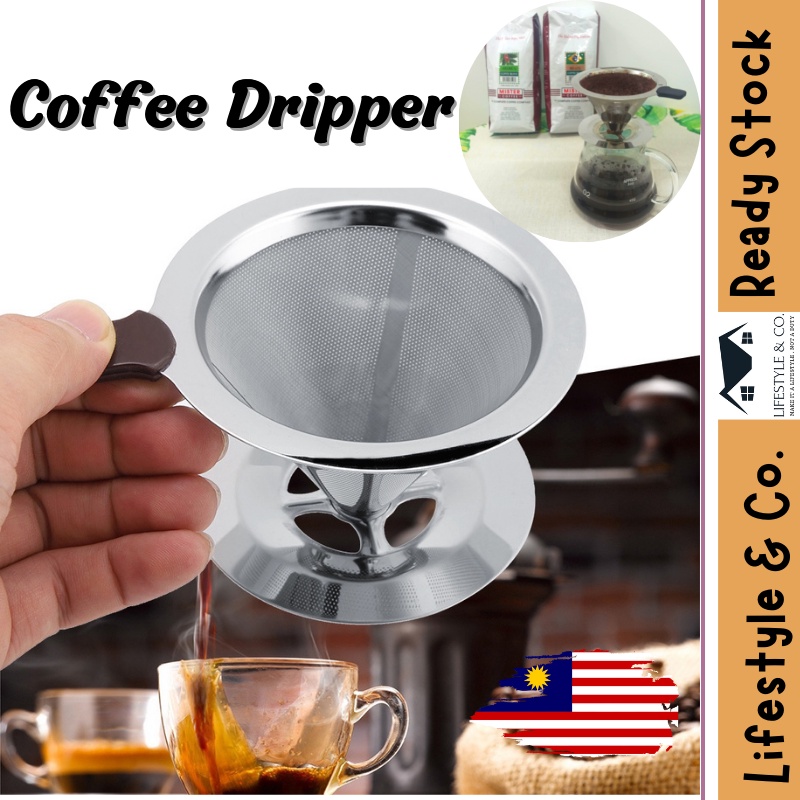[Easy to serve] Paper Free Stainless Steel V60 Coffee Dripper Reusable ...