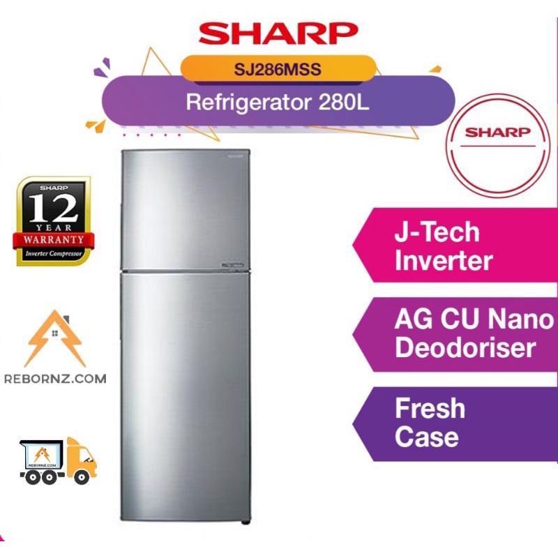 Sharp 2 Doors Inverter Fridge 280L SJ286MSS | Shopee Malaysia