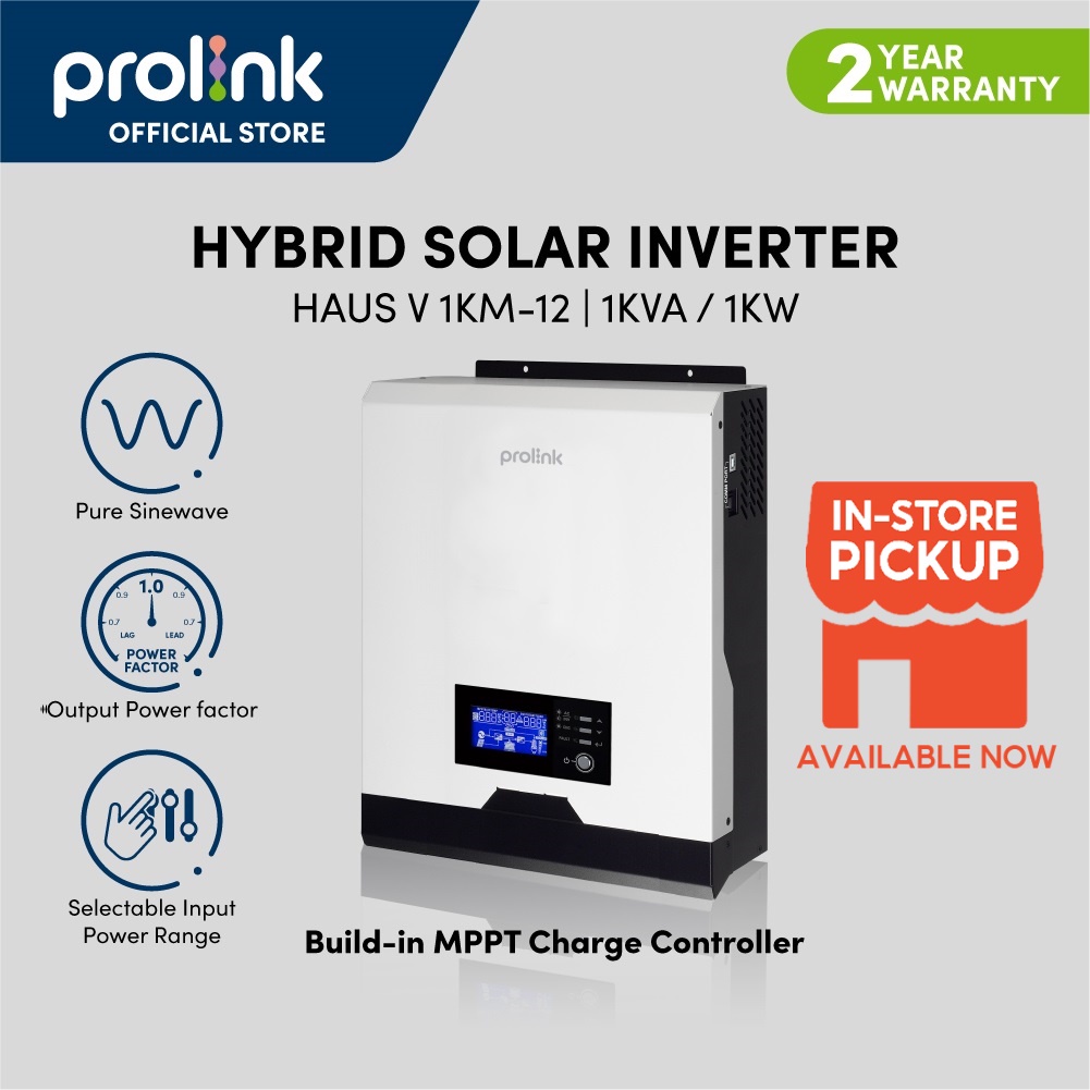 Prolink [1KVA 1000W MPPT] Hybrid OffGrid Solar Inverter Power
